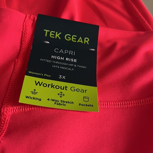 NWT Hot Pink Capri Legging 3x Hi Rise Stretch Pockets Athletic Workout Pants - Picture 10 of 10